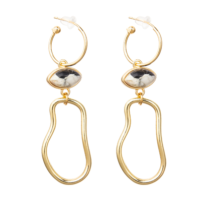 Metal Irregular Geometric Disc Pendant Earrings Tassel Dangle Drop Earrings