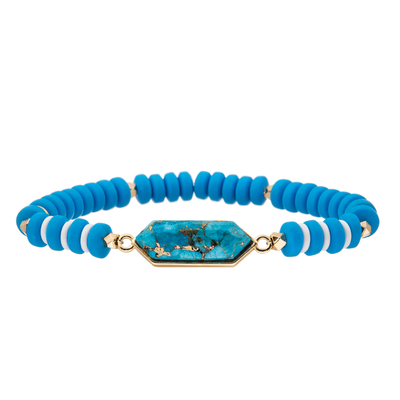 4 Colors Custom Handmade Beads Bracelets With Regular Hexagon Pendant