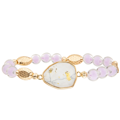 5 Colors Handmade Glass Beads Bracelets Set With Gold Plated Irregular Turquoise