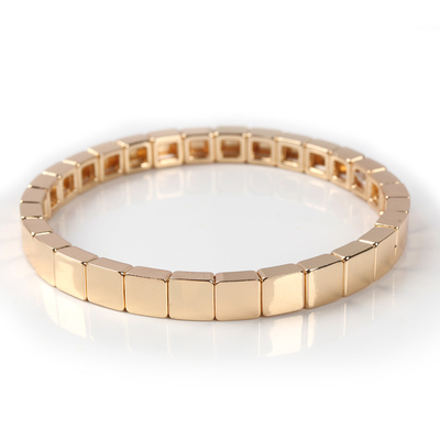 Handmade Enamel Tile Bracelet , Gold Color Boho Bead Bracelets