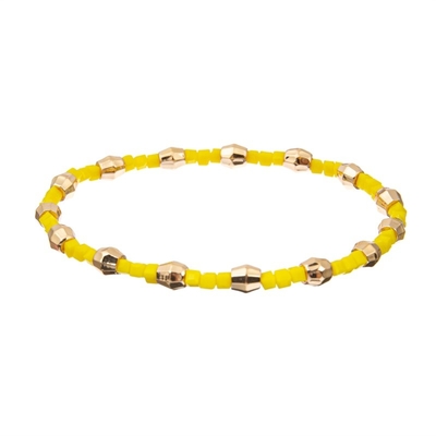KC Handmade Stretchy Crystal Bracelets , Yellow Seed Bead Stretch Bracelets