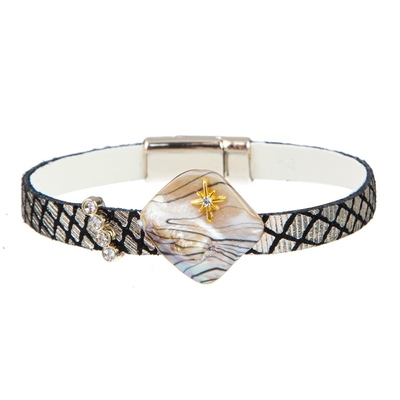 ODM No Beads Handmade Leather Bracelet Diamond Shell Charm For Boho Girl