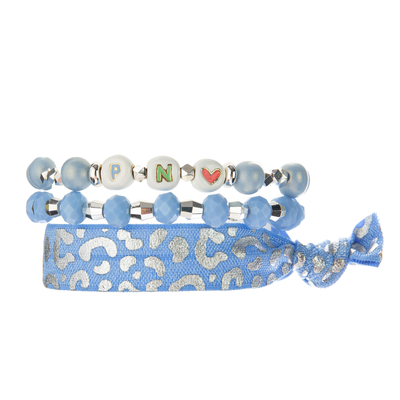 Silver Foiled Beaded Bracelets Sets , 7.25&quot; Sterling Silver Bangles Set