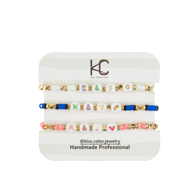 Polymer Clay Beaded Letter Bracelet , 7.4*8mm Alphabet Bead Bracelets