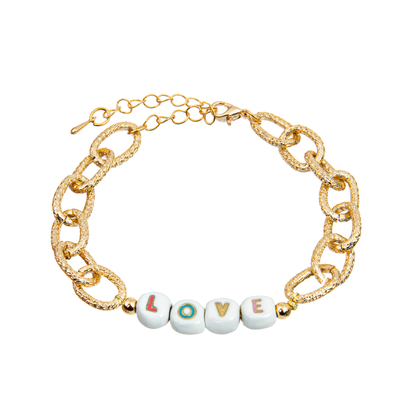 Diy 14k Gold Silver Plated Beaded Letter Bracelet With Lobster End