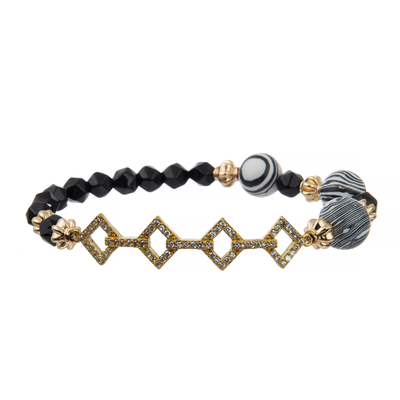 Zebra Polyclay Style Zicron Connector Handmade Beads Bracelets Real Gold Plated