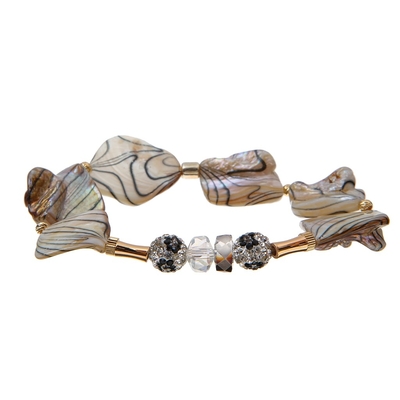 Shell Shambhala Ball Fort Beads Bracelet With Black Printed Water Wave Texture
