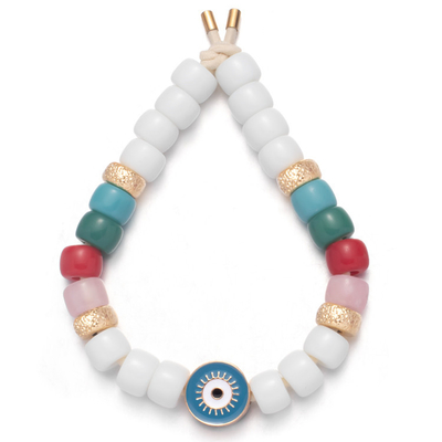 Eve Eyes Enamel Forte Beads Bracelet Elastic Adjustable With 2.0mm Enlarge Hole