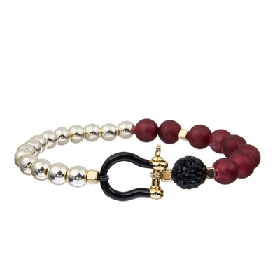 Deep Red Seed Beaded Bracelets Unisex Stretchy Nylon Thread Stacking