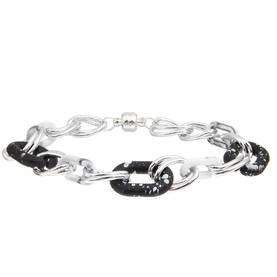 Miami Style Silver Chain Link Bracelet Magnetic Buckle
