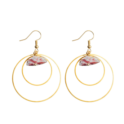 Multi Circle Loop Hoop Dangle Pendant Earrings Gold Plated Geometric Design For Women
