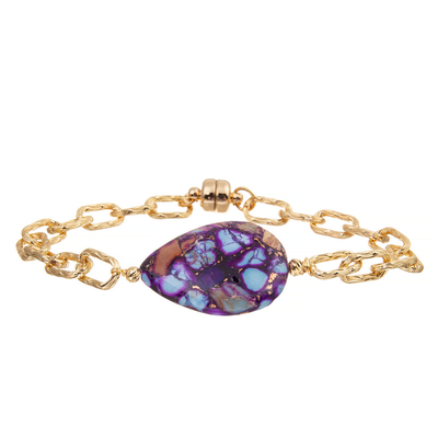 Jewelry Gold Plated Handmade Magnetic Clasp Chain Link Bangle Bracelet For Women