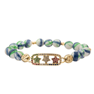 Customized Colorful Charm Handmade Beads Bracelets with Gold Plated Diamond
