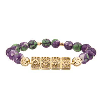 Customized Colorful Charm Handmade Beads Bracelets with Gold Plated Diamond