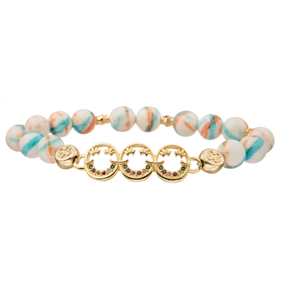 Customized Colorful Charm Handmade Beads Bracelets with Gold Plated Diamond