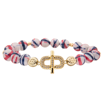 Customized Colorful Charm Handmade Beads Bracelets with Gold Plated Diamond