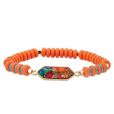 4 Colors Custom Handmade Beads Bracelets With Regular Hexagon Pendant