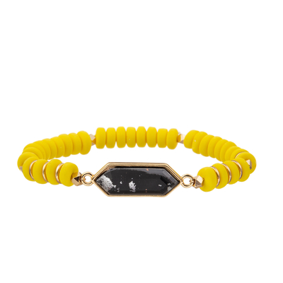 4 Colors Custom Handmade Beads Bracelets With Regular Hexagon Pendant