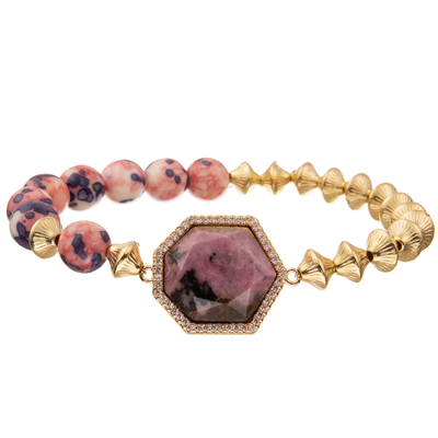 Bohemia Style Handmade Beads Bracelets with Regular Heptagon Imperial Stone