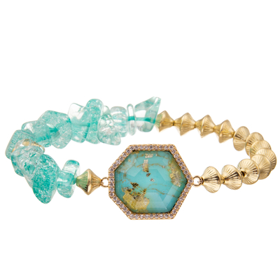 Bohemia Style Handmade Beads Bracelets with Regular Heptagon Imperial Stone