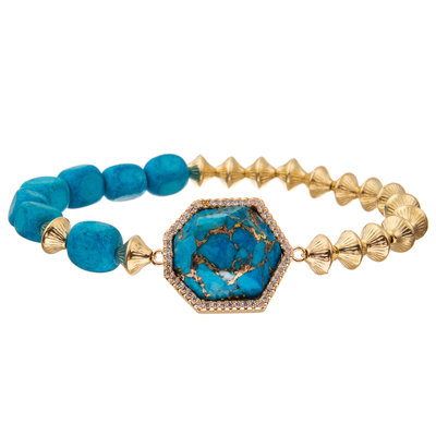 Bohemia Style Handmade Beads Bracelets with Regular Heptagon Imperial Stone