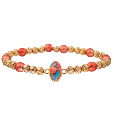 3 Colors Stone Handmade Beads Bracelets Gold Plated Pumpkin Shaped