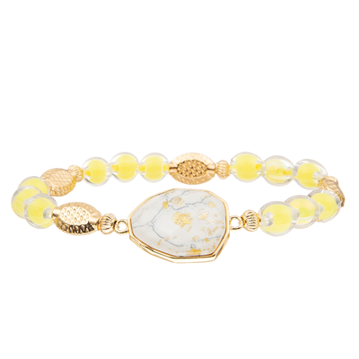5 Colors Handmade Glass Beads Bracelets Set With Gold Plated Irregular Turquoise