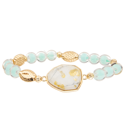 5 Colors Handmade Glass Beads Bracelets Set With Gold Plated Irregular Turquoise