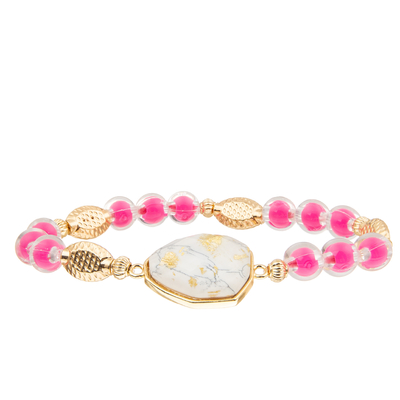 5 Colors Handmade Glass Beads Bracelets Set With Gold Plated Irregular Turquoise