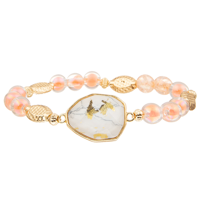 5 Colors Handmade Glass Beads Bracelets Set With Gold Plated Irregular Turquoise