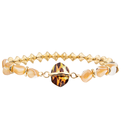 Handmade Gravel Beads Bracelets With Gyro Shaped Copper Fittings Faceted Crystal