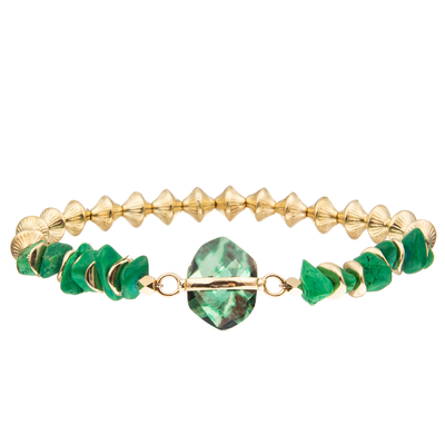 Handmade Gravel Beads Bracelets With Gyro Shaped Copper Fittings Faceted Crystal