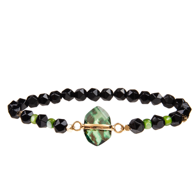 Handmade Gallstone Faceted Beads Bracelets With Gold Plated Irregular Crystal