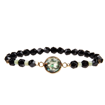 Handmade Gallstone Faceted Beads Bracelets With Gold Plated Irregular Crystal