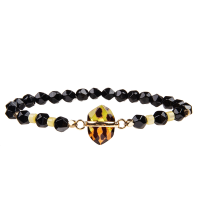 Handmade Gallstone Faceted Beads Bracelets With Gold Plated Irregular Crystal