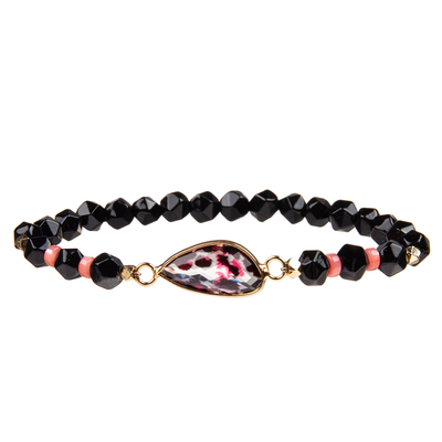 Handmade Gallstone Faceted Beads Bracelets With Gold Plated Irregular Crystal
