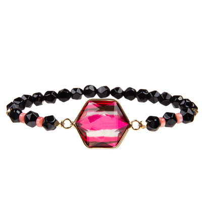 Handmade Gallstone Faceted Beads Bracelets With Gold Plated Irregular Crystal