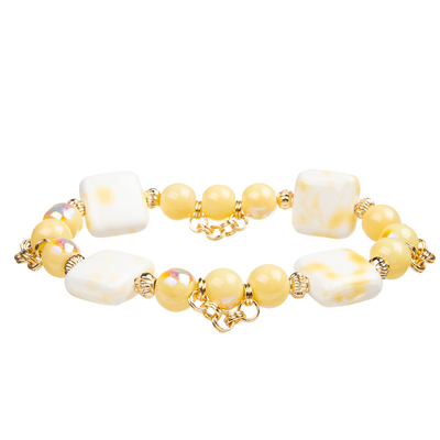 4 Colors Handmade Crystal Beads Bracelets With 4 Square Ceramic Block