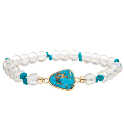 Handmade Crystal Faceted Beads Charm Bracelets With Drop Shaped Turquoise