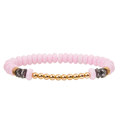 4 Colors Handmade Glass Beads Bracelets Set With Gold Plated Round Beads