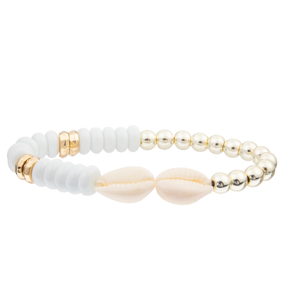 4 Colors Handmade Glass Black Gallstone Beads Bracelets Set With 2 Seashell