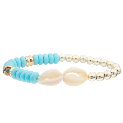 4 Colors Handmade Glass Black Gallstone Beads Bracelets Set With 2 Seashell