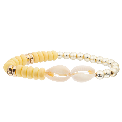 4 Colors Handmade Glass Black Gallstone Beads Bracelets Set With 2 Seashell