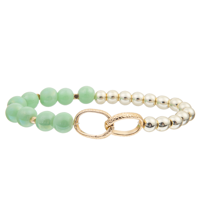 Handmade Black Gallstone Beads Chain Link Bracelets With 5 Colors Glass Beads