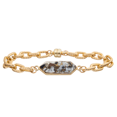 Magnetic Buckle Twist Chain Link Bangle Bracelet With Silver Plated Octagon Turquoise