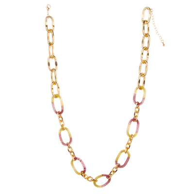 Colorful O-Chain Charm 14K Gold-Plated Chain Link Necklace for Women
