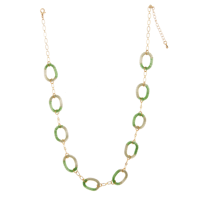 Colorful O-Chain Charm 14K Gold-Plated Chain Link Necklace for Women
