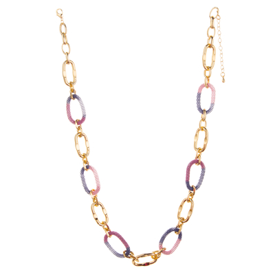 Colorful O-Chain Charm 14K Gold-Plated Chain Link Necklace for Women