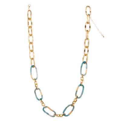Colorful O-Chain Charm 14K Gold-Plated Chain Link Necklace for Women