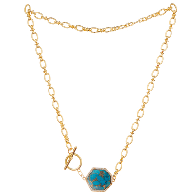 European Simple Fashion 14K Gold-Plated Pendant Chain Link Necklace
